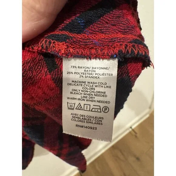 Loft Plaid Mini Shirt Dress Long Sleeve Size Small NWOT Red - Picture 14 of 14
